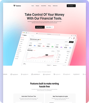 Taskera – Modern Webflow Template for Startups, Agencies & Creatives