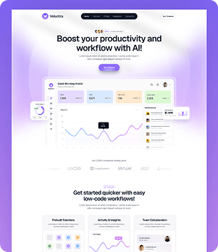 Veluntra – AI-Powered Productivity Webflow Template for Teams & Startups